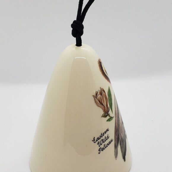 Eastern Wild Vintage Hand Painted Pelican Magnolia Flower Large Ceramic Bell - Picture 6 of 7